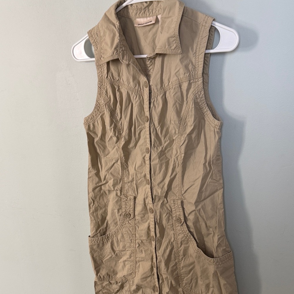 DKNY JEANS Tan/Beige Sleeveless Vest Dress Size Small